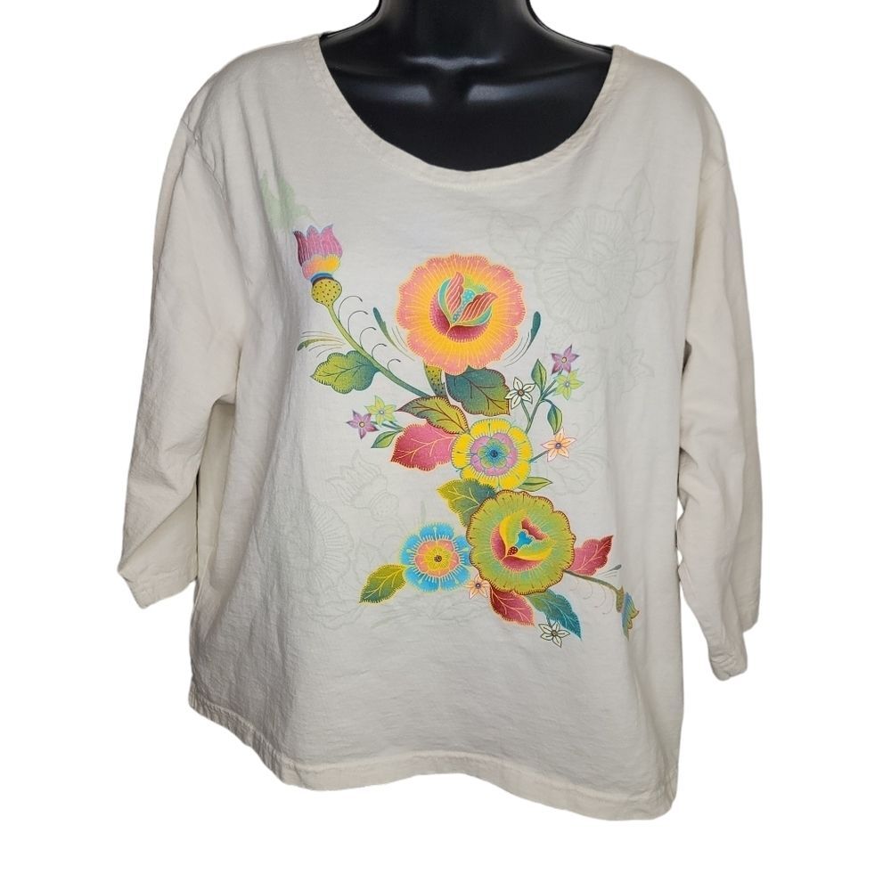 Nancy Lenches "Bontanica" floral Vintage t-shirt size 1x